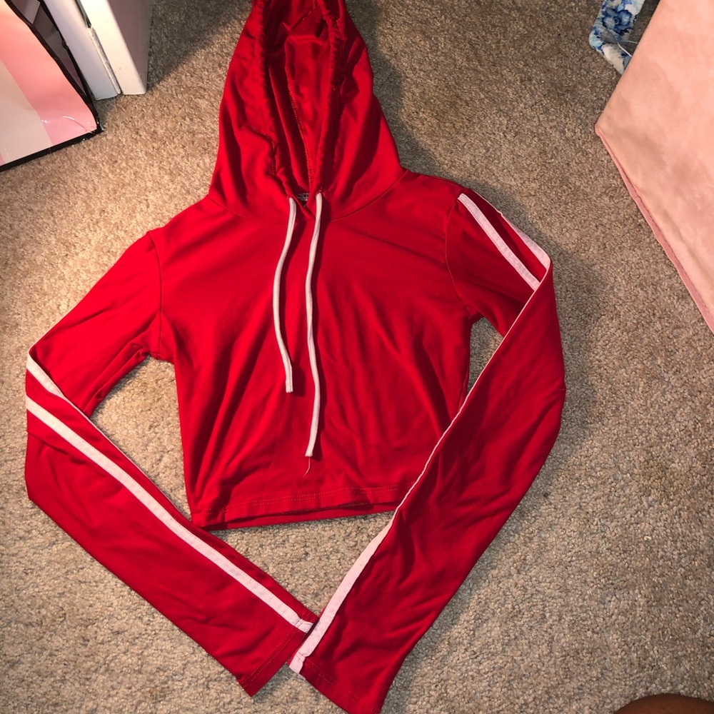 Fashion Nova red crop top hoodie